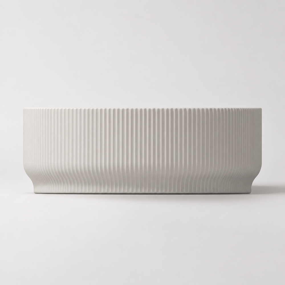 Ribbed Cement Vessel (Large)