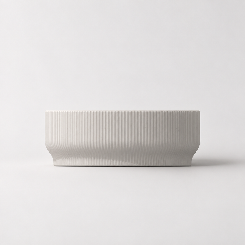 Ribbed Cement Vessel (Medium)